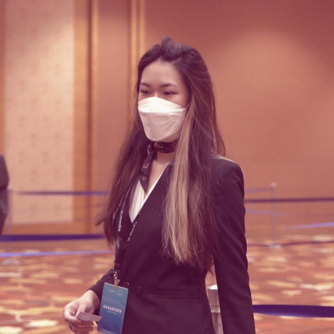 Jolene Gan at a data centre summit, wearing a mask, 2021
