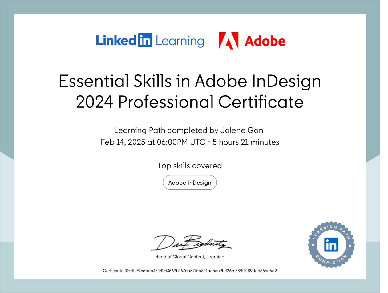 Adobe InDesign certificate