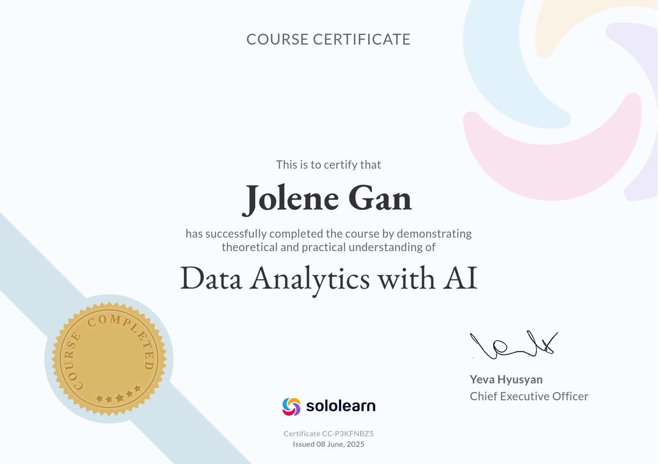 Data Analytics with AI cert