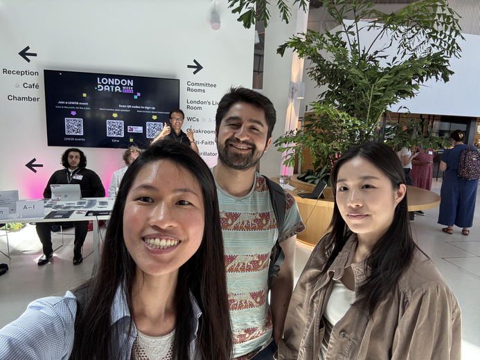 Jolene Gan with her hackathon team at London Data Week 2026