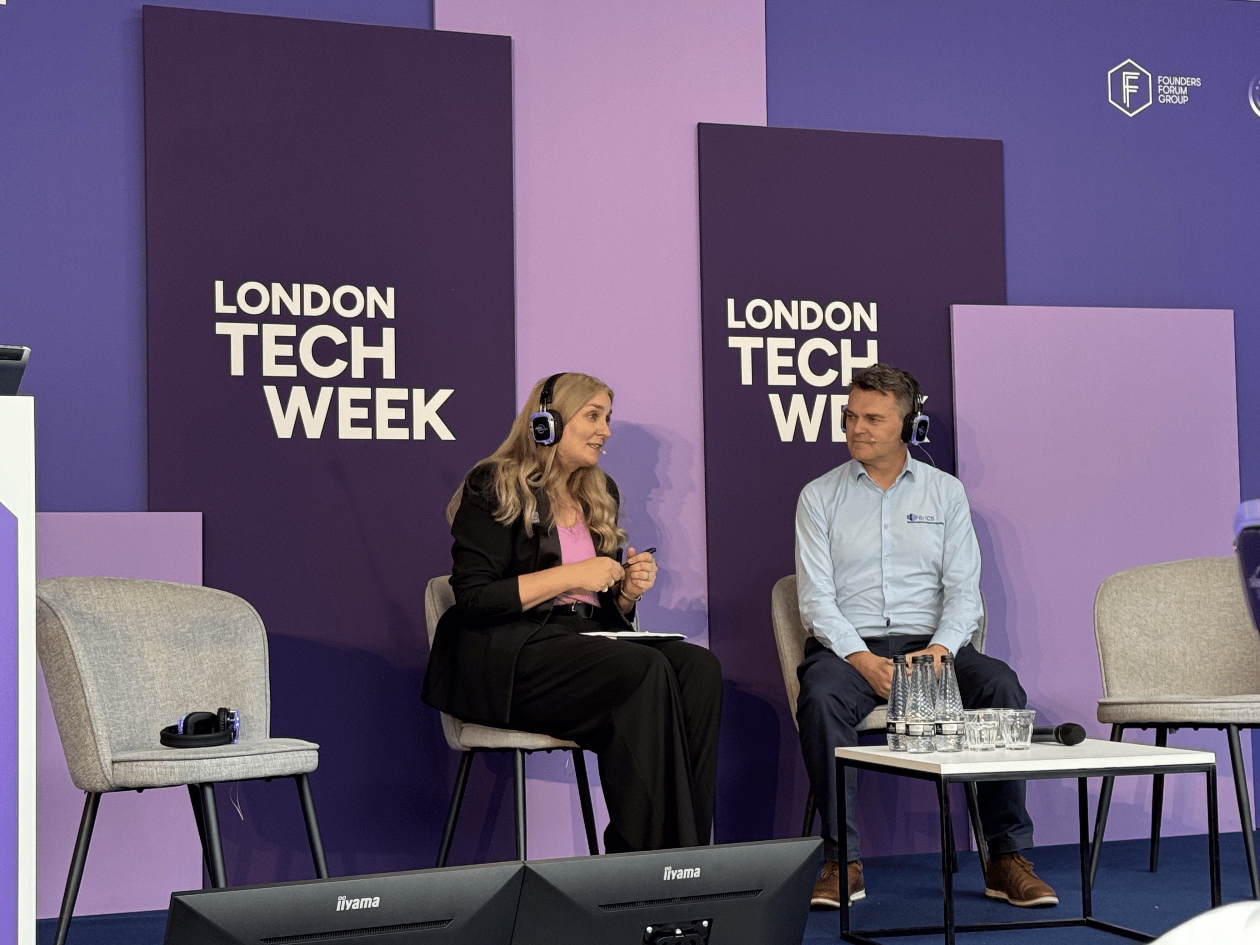 Jolene Gan with Simon McIntosh and Claire Thorne at London Tech Week 2026