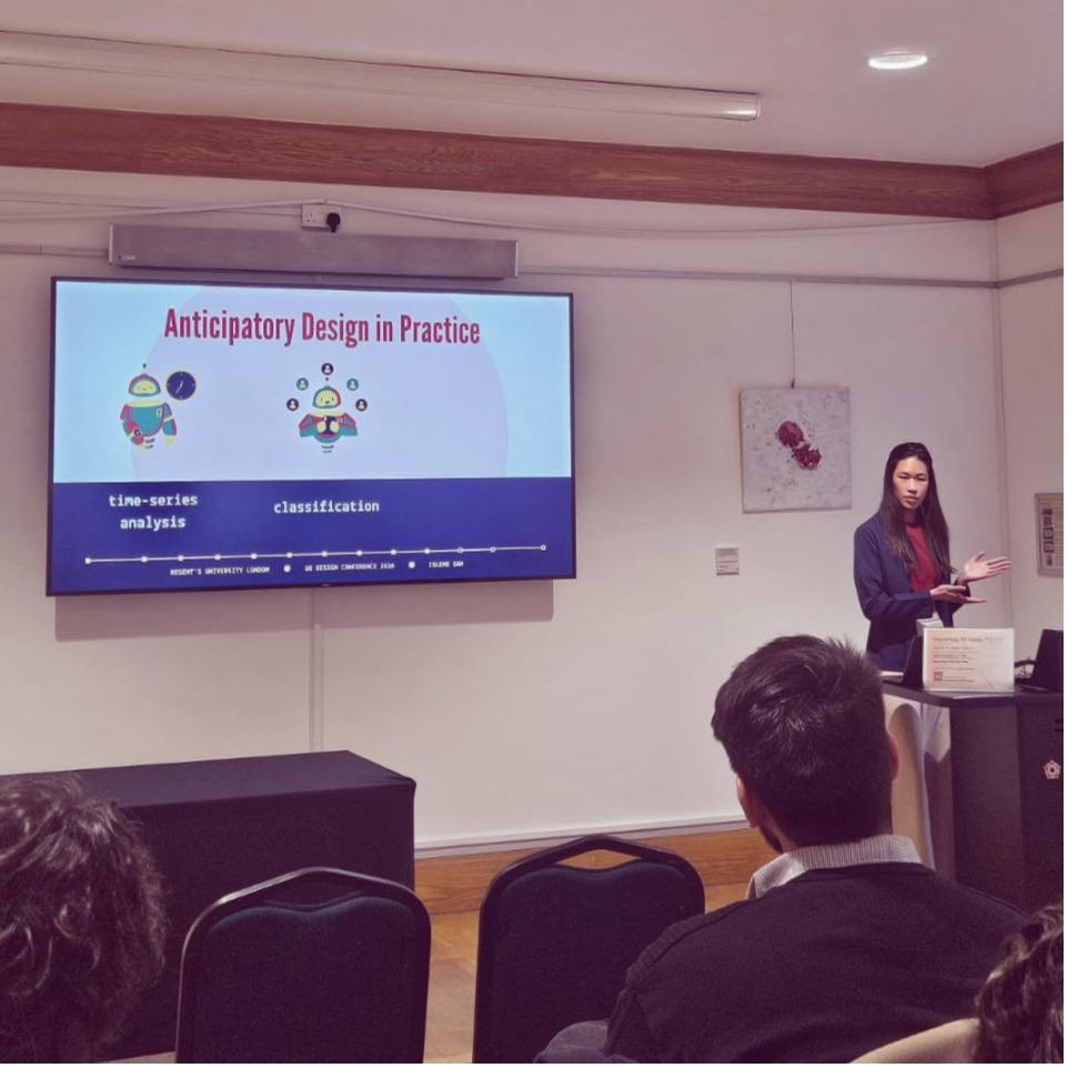 Jolene Gan delivering data science talk at UX Design Conference 2026