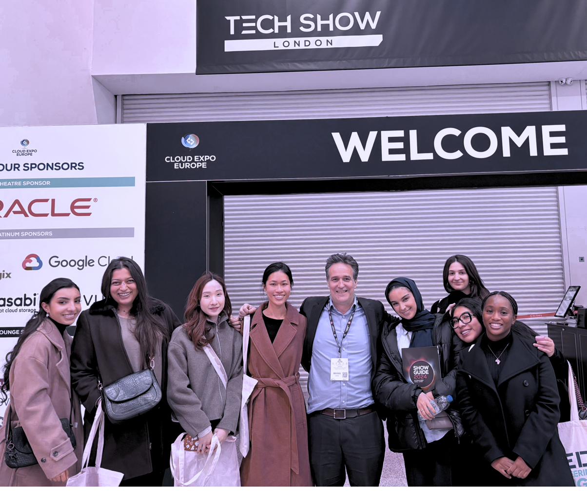 Tech Show London 2024, group photo with professor