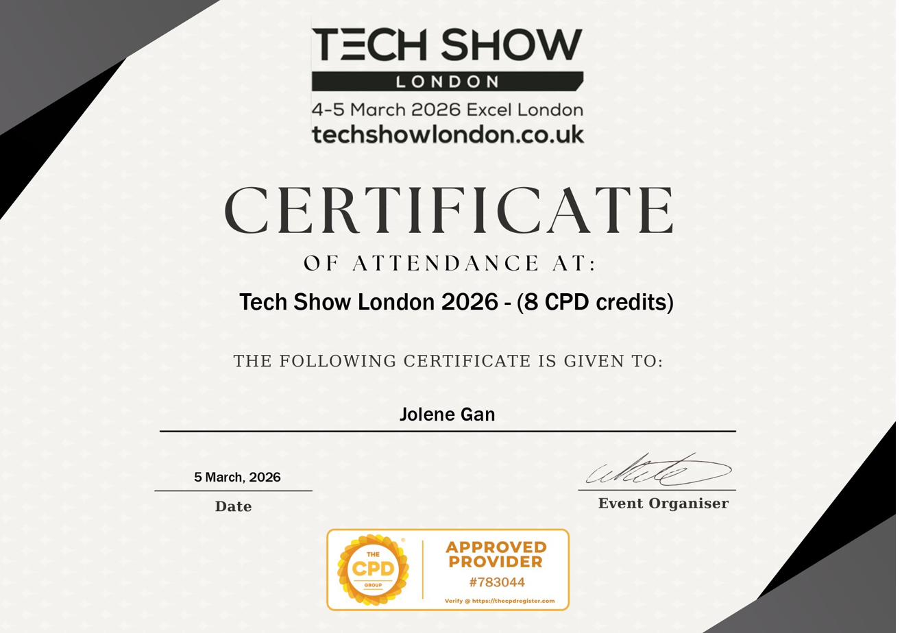 London Tech Show 2026 certificate of attendance