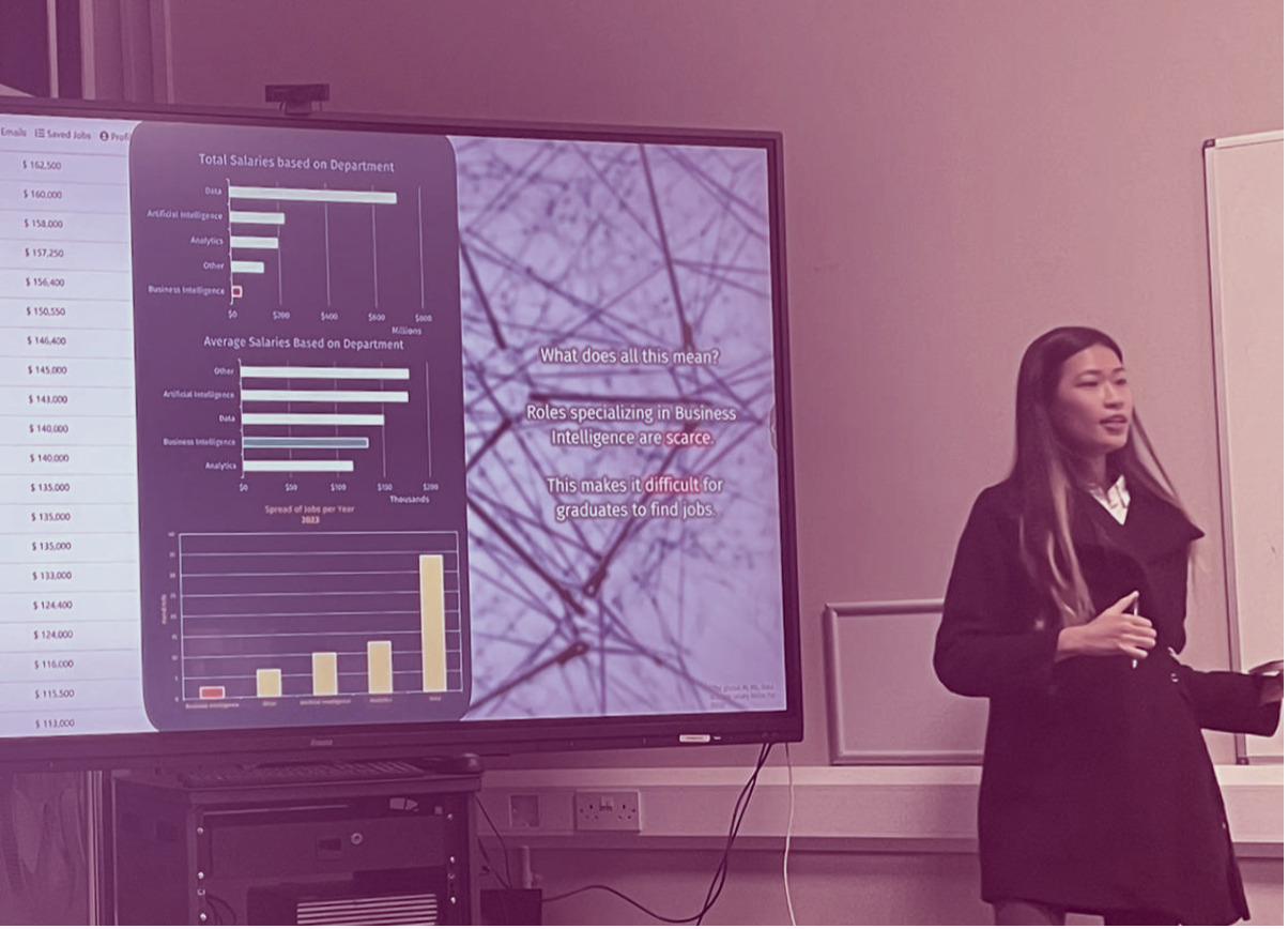 Jolene Gan presenting the data science job market analysis
