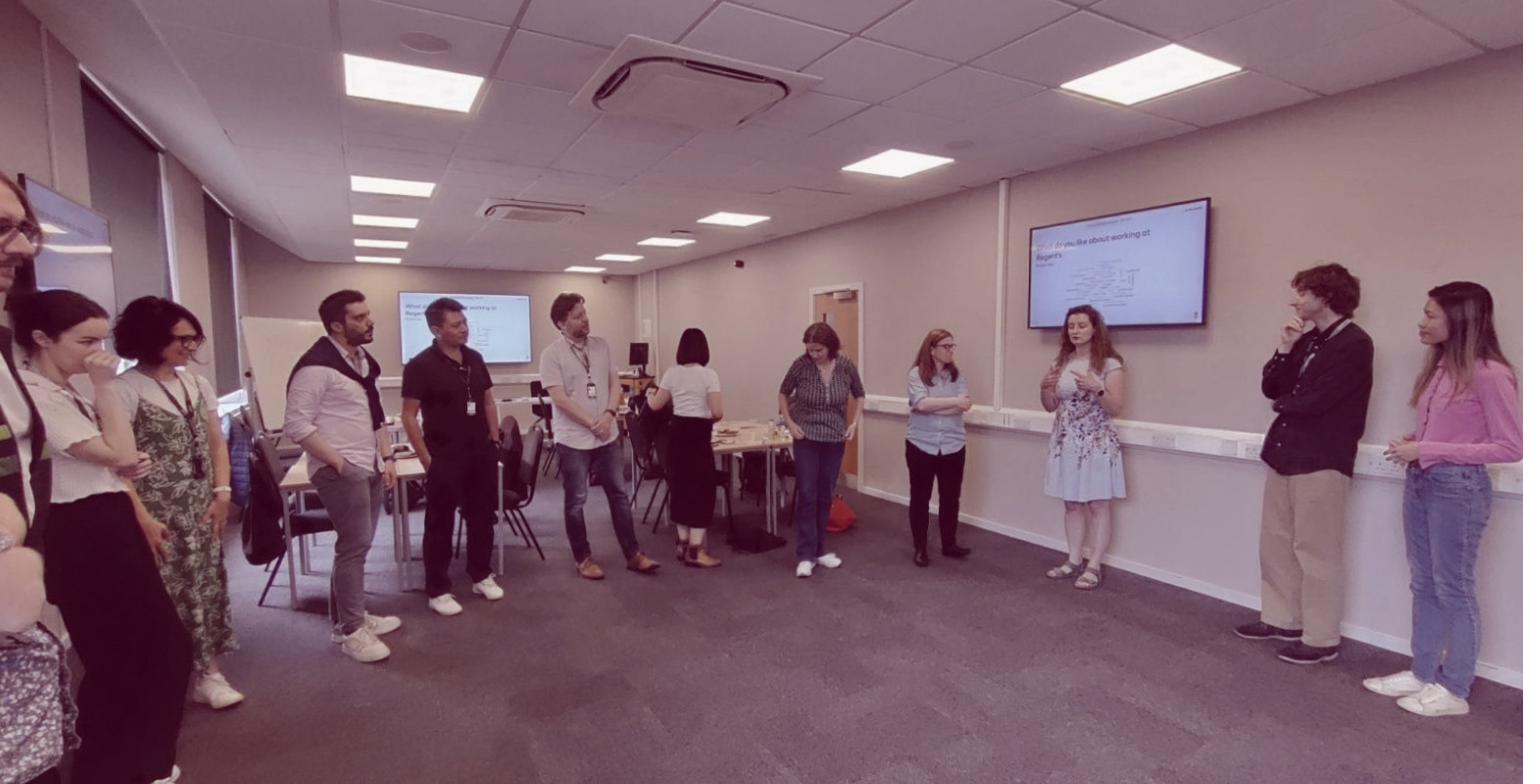 Jolene with REPT team during first meeting activity
